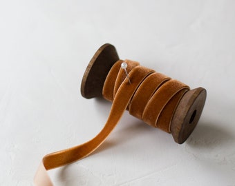 Copper Rust Velvet Ribbon • 1/8&quot; • 1/4&quot; • 3/8&quot; • 5/8&quot; • 3/4&quot; • 1.5&quot;