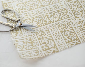 Gold Metallic Floral Lokta Wrapping Paper: 2 Sheets, Handmade, Deckled Edge