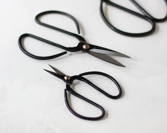 3-pc Vintage Finish Black Bonsai Garden Shears (Scissors) Set • Small 4" / Medium 6" / Large 8"