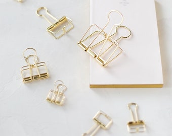 Gold Metal Wire Binder Clips • Small / Large