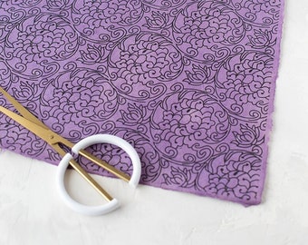 Lavender Floral Lokta Handmade Wrapping Paper Sheets w/ Deckled Edges • 2 sheets