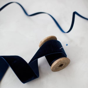 Indigo Navy Blue Swiss Velvet Ribbon • 1/8" • 1/4" • 3/8" • 5/8" • 7/8" • 1.5" • 2"