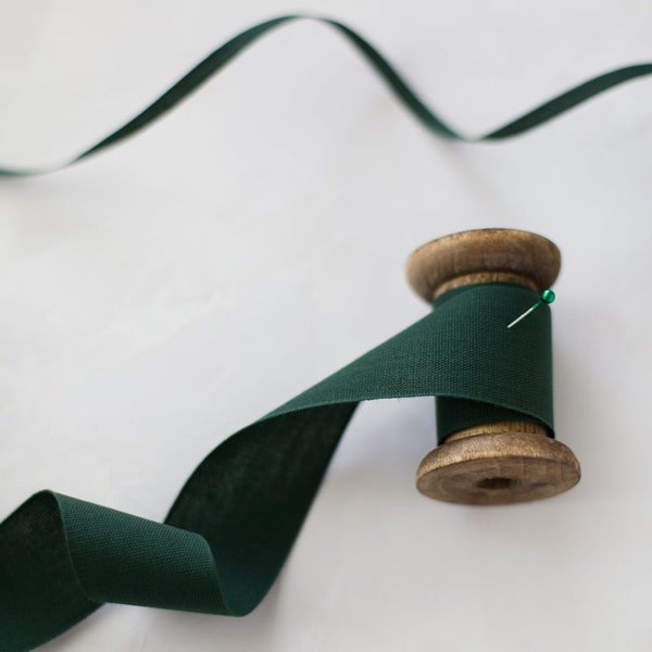 Forest Green Tight Weave Italian Cotton Ribbon • 1/4" • 5/8" • 1" • 1.5"
