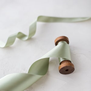 Sage Green Satin Ribbon: Silky Smooth, Japanese • 1/8&quot; • 1/4&quot; • 3/8&quot; •  1/2&quot; • 5/8&quot; •  3/4 • 1&quot; • 1.5&quot; • 2&quot; • 2.75&quot;
