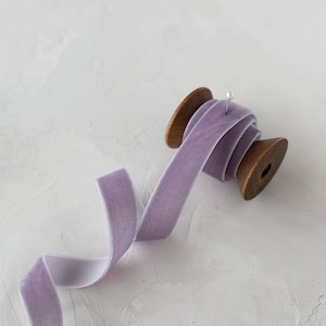 Cinta de terciopelo color lila polvoriento y morado • 5/8"
