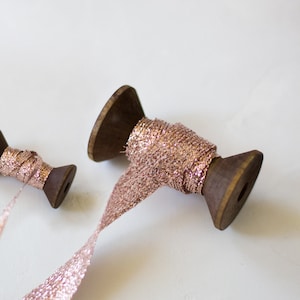 Rosé Gold Metallic Italienisches geflochtenes Lamé Band • 3mm • 5/8'