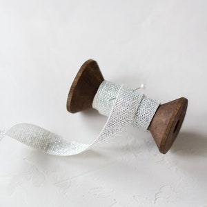 Natural + Silver Metallic Loose Weave Italian Cotton Ribbon • 1/2&quot;
