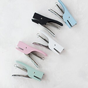 Vintage Style Hand-Held Metal Stapler w/ Staples Light Blue / Black / Cream / Dusty Pink / Vintage Green image 1