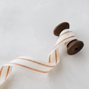 Kupfer Rose Metallic Doppelstreifen Natürliches Creme Band • 3/8" • 7/8"