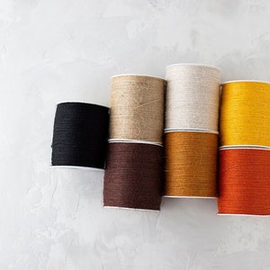 Fine Burlap Jute String on Spool • Natural / Ivory / Marigold Yellow / Black / Chocolate Brown / Vintage Gold / Pumpkin Orange • 400 yards