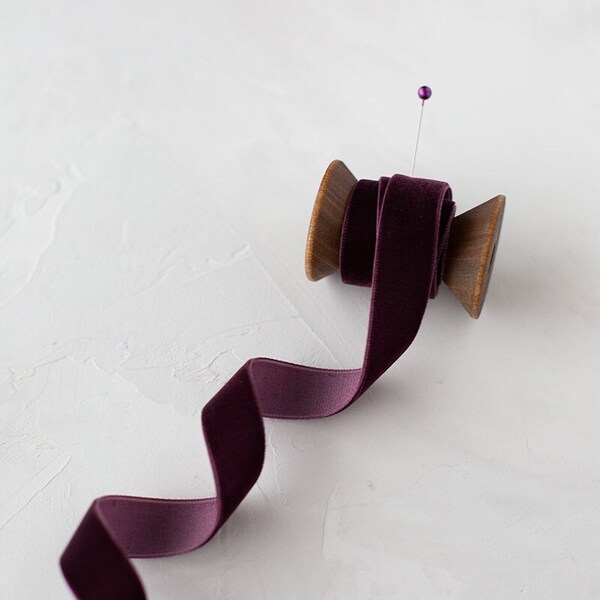 Deep Plum Purple Velvet Ribbon • 5/8" • 1" • 2"