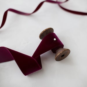 Berry Wine Bordeaux Swiss Velvet Ribbon • 1/8" • 1/4" • 3/8" • 5/8" • 7/8" • 1.5" • 2"