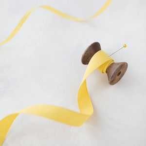 Lemon Yellow Tight Weave Italian Cotton Ribbon • 1/4&quot; • 5/8&quot; • 1.5&quot;