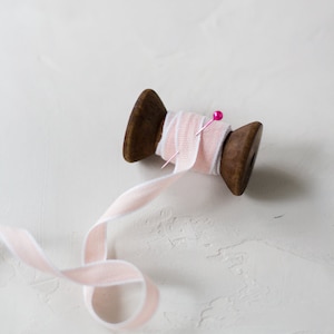 Petal Pink + White Edge Italian Cotton Ribbon • 3/8&quot;
