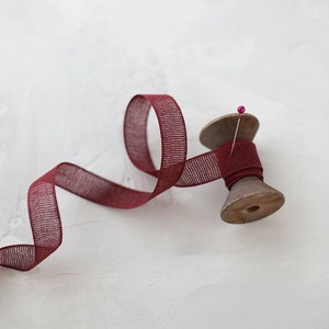 Bordeauxrood los geweven Italiaans katoenen lint • 1/2"