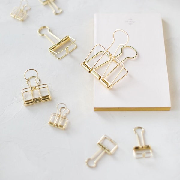 Gold Metal Wire Binder Clips • Small / Large