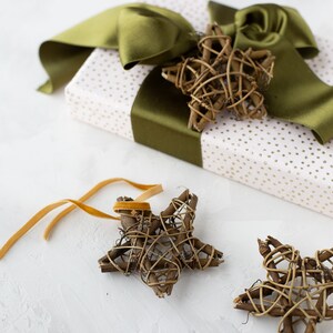 Grapevine Star Gift Toppers w/ Swiss Velvet Ribbon Set of 5 image 4