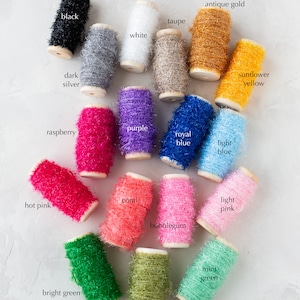 Tinsel Twine on Wood Spool 20 yards Black / Silver / White / Gold / Yellow / Blue / Purple / Pink / Green image 5