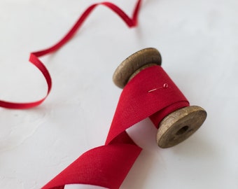 Red Tight Weave Italian Cotton Ribbon • 1/4" • 5/8" • 1" • 1.5"