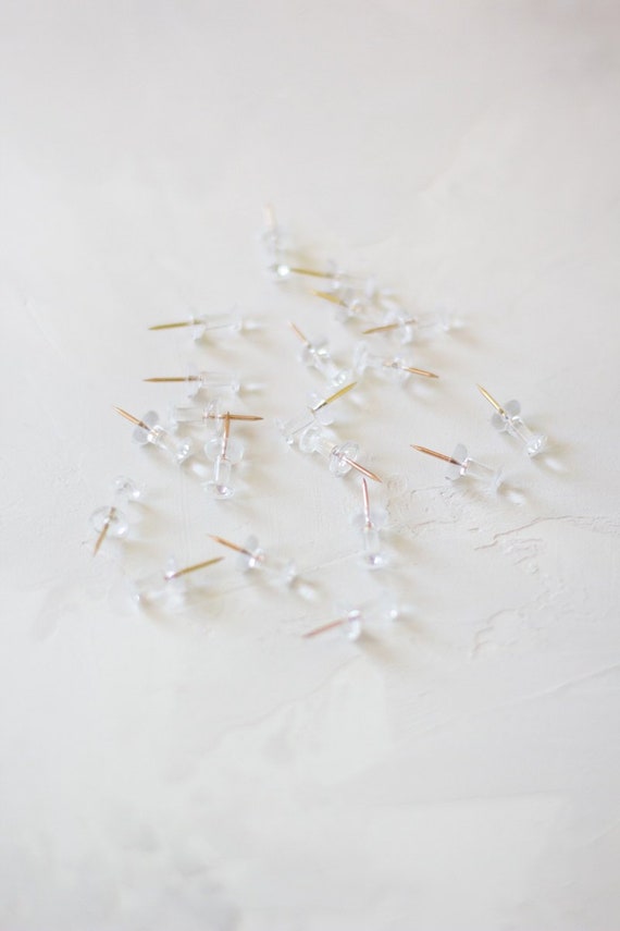 Clear White Push Pins Rose Gold Tips / Gold Tips 50 Pc 