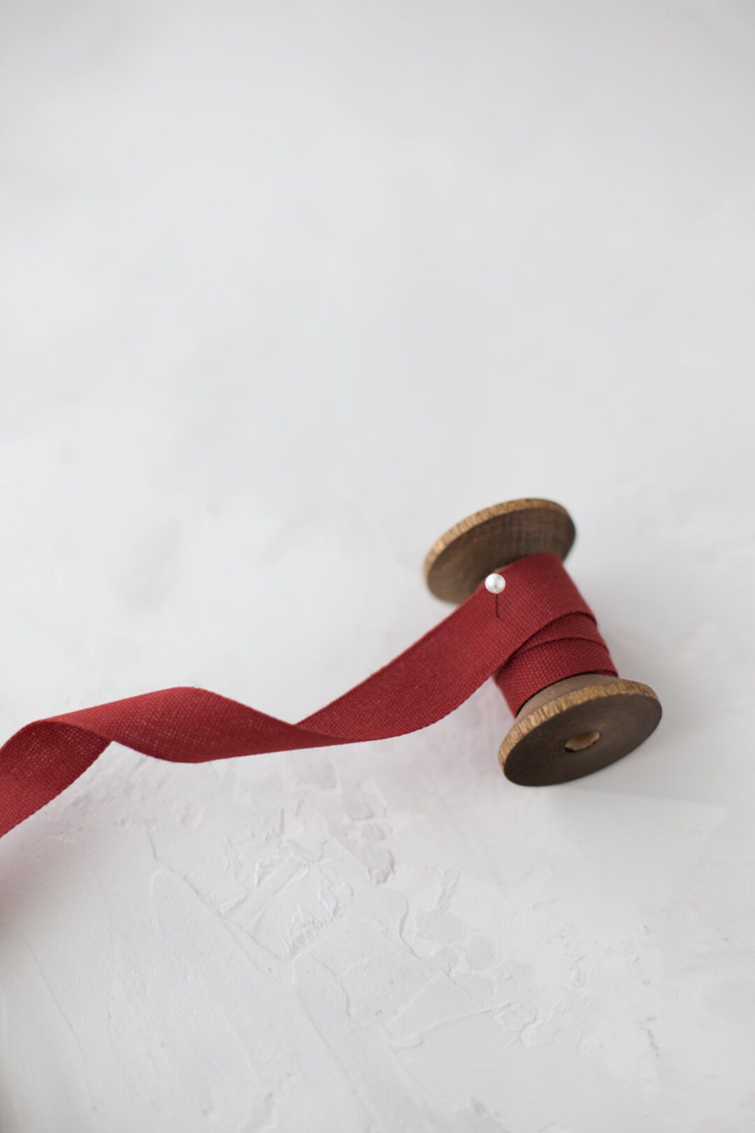 Brick Red Cotton Ribbon: Italian Tight Weave • 5/8