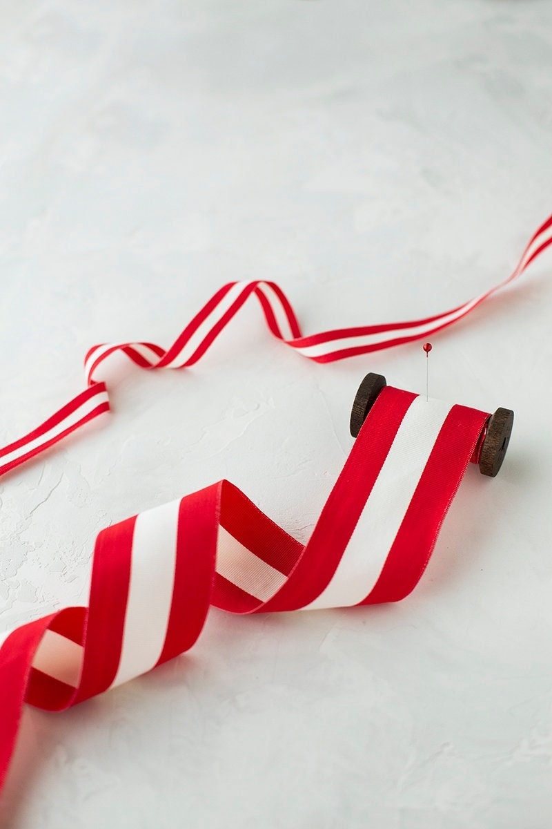 Bold Ribbon Red + Cream Bold Stripe Grosgrain Ribbon • 5/8” • 2