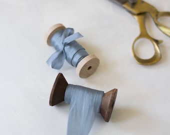 Slate Blue Gray Hand-Dyed Habutai Silk Ribbon • 1/8&quot; • 1/4&quot; • 1/2&quot; • 1.25&quot; • 2&quot;