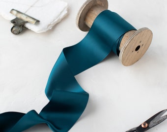 Teal Double-Faced Satin Ribbon • 1.5" • 2.25" • 3" • 4"