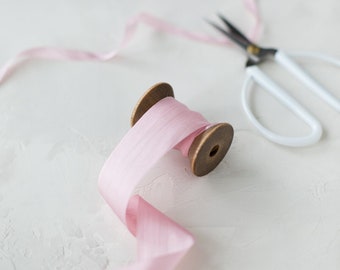 Soft Rose Mauve Hand-Dyed Habutai Silk Ribbon • 1/4" • 1.25"