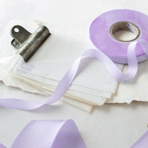 Lavender Purple Bias-Cut Hand-Dyed Silk Charmeuse Ribbon 1/2 5/8 1 1.5 2.5 image 2