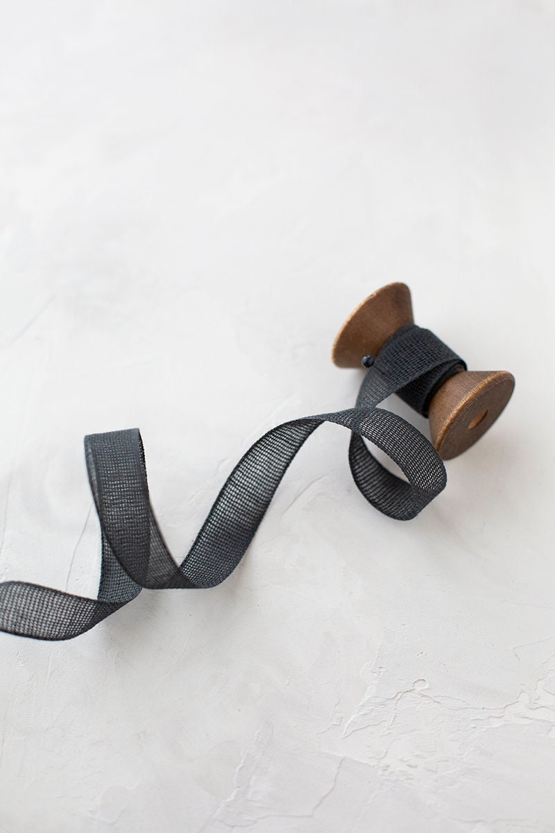Charcoal Gray Loose-weave Cotton Ribbon • 1/2 Charcoal Gray Loose-weave Cotton Ribbon • 1/2