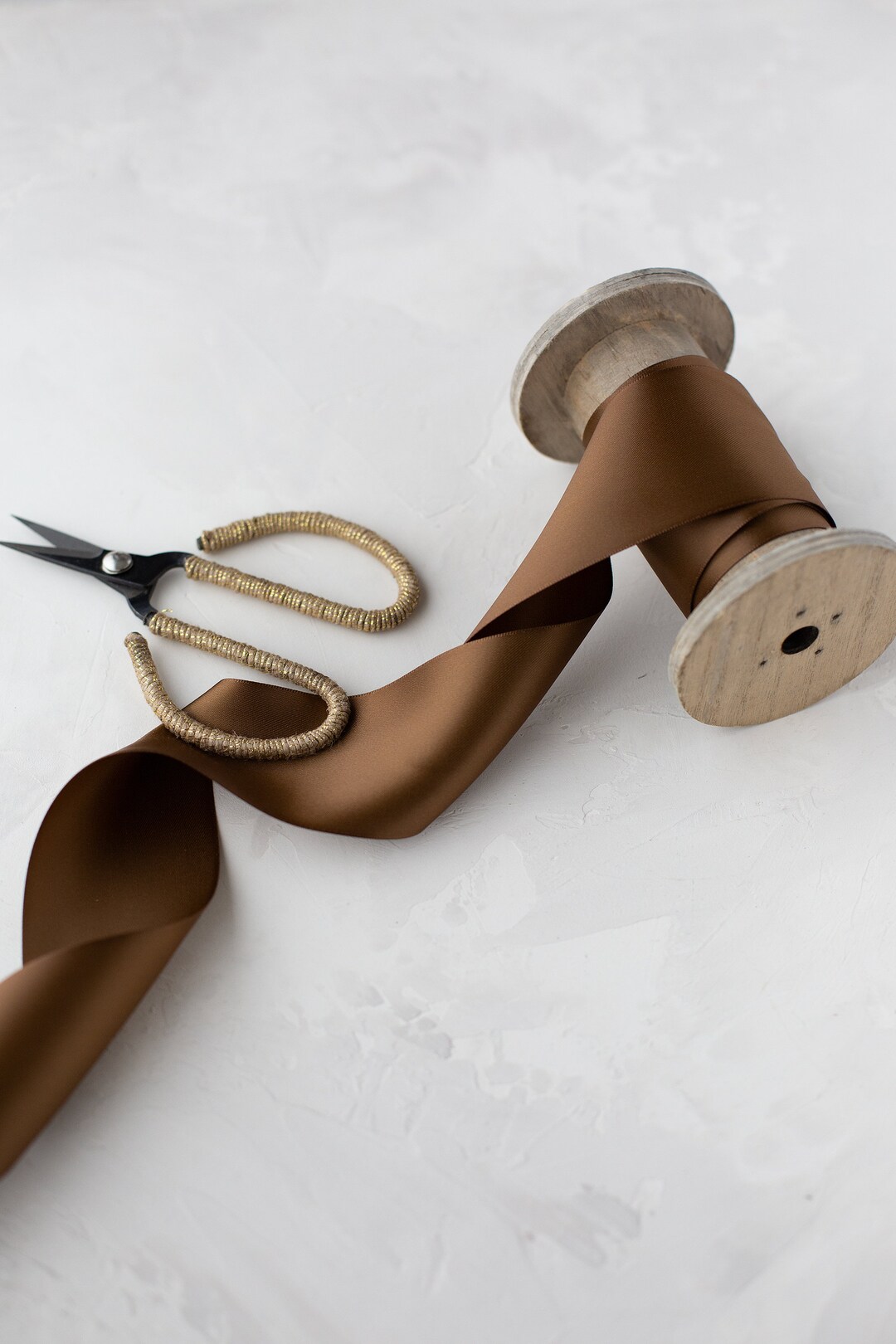 Coffee Ribbon Coffee Brown Double-faced Satin Ribbon • 1.5