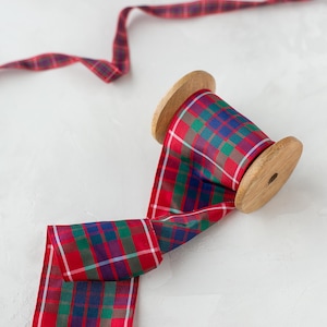 Frazer Tartan Taffeta Ribbon (Red Blue Green) • 3/8" • 5/8" • 1" • 1.5" • 2.75"