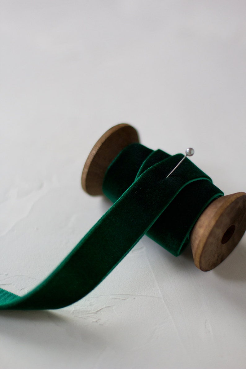 Hunter Green Velvet Ribbon 1/8 1/4 3/8 - Etsy