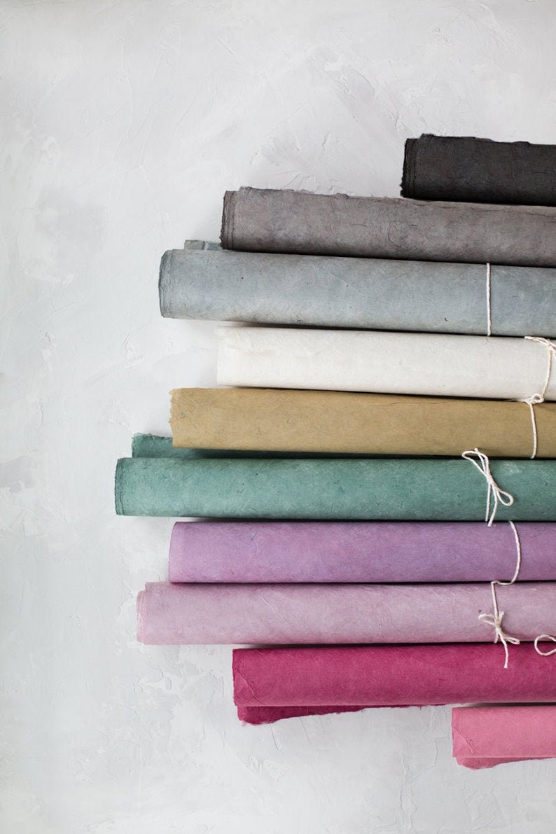 Handmade Wrapping Paper Sheets w/ Deckled Edges Black / Gray Etsy