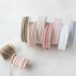 Ausgefranstes Italienisches Kordelband • 2 mm • Taupe / Natur / Elfenbein Beige / Altrosa / Puderrosa / Weiß / Grau