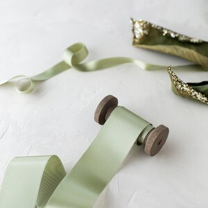 Sage Green Luxury Recycled Satin Ribbon, 25mm (1in) wide *Sold Per Metre*