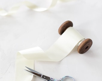 Ivory Japanese Double-Faced Satin Ribbon • 1/8" • 1/4" • 3/8" •  1/2" • 5/8" •  3/4 • 1" • 1.5" • 2" • 2.75"