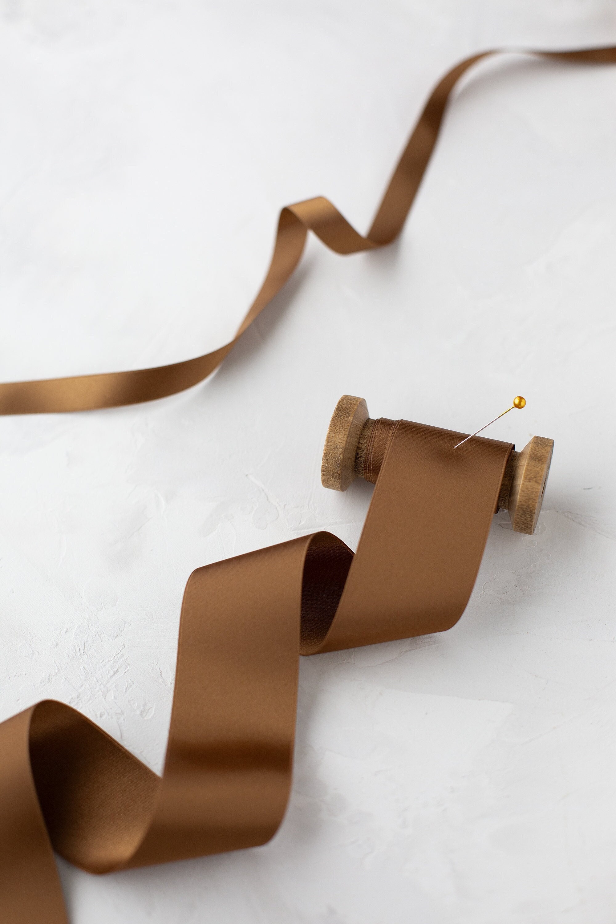 Bronze Brown Satin Ribbon: Silky Smooth, Japanese • 1/8