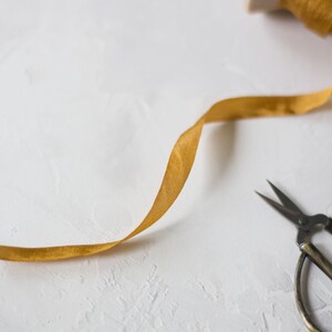 Antique Gold Hand-Dyed Habutai Silk Ribbon 1/8 1/4 1/2 1.25 image 7