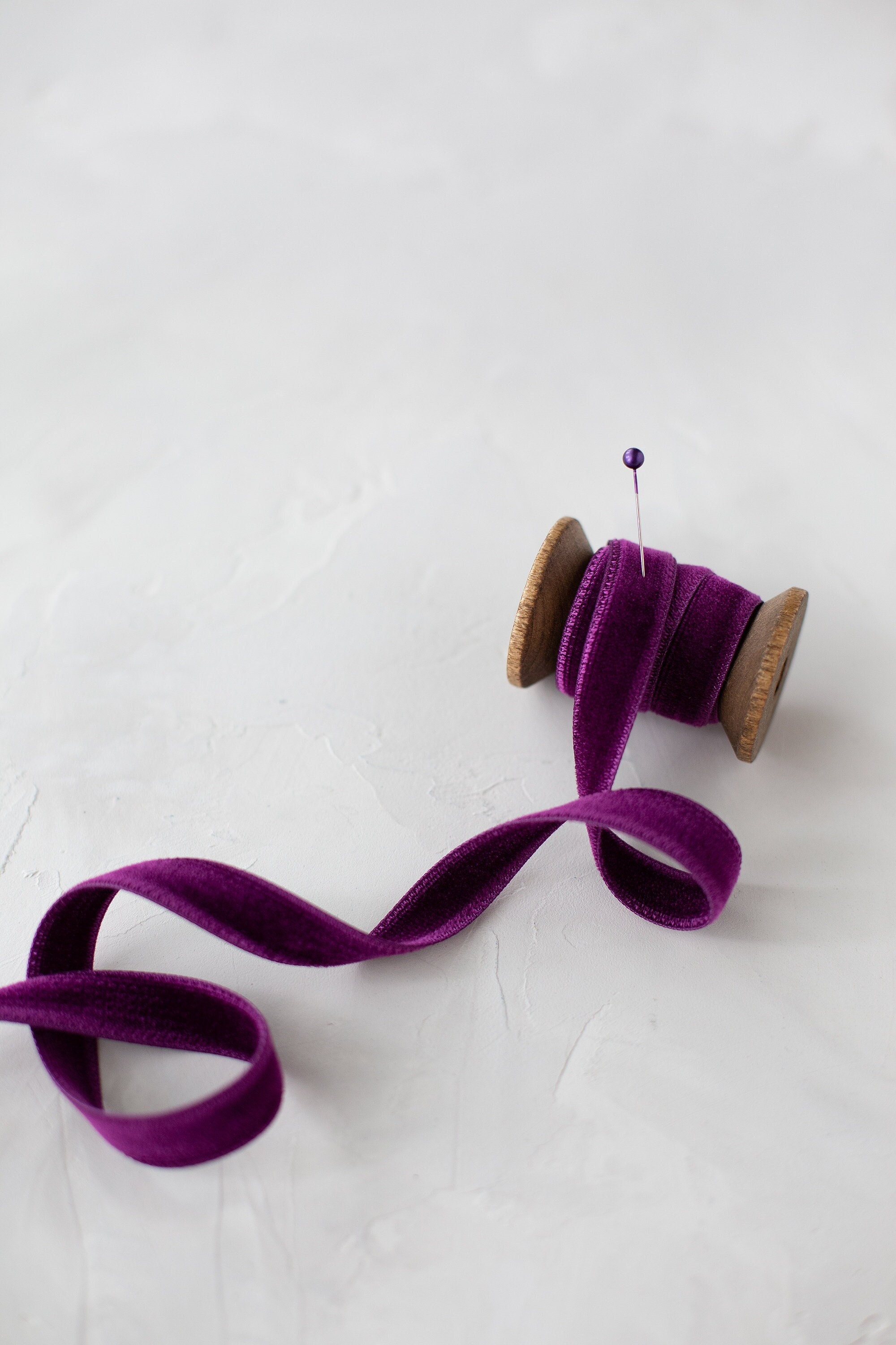Deep Plum Purple Double-faced Japanese Rayon Velvet Ribbon