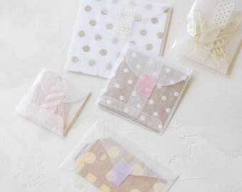 Glassine Envelopes • 50 pc • Square / Note / Open End • Extra Mini / Mini / Small / Medium