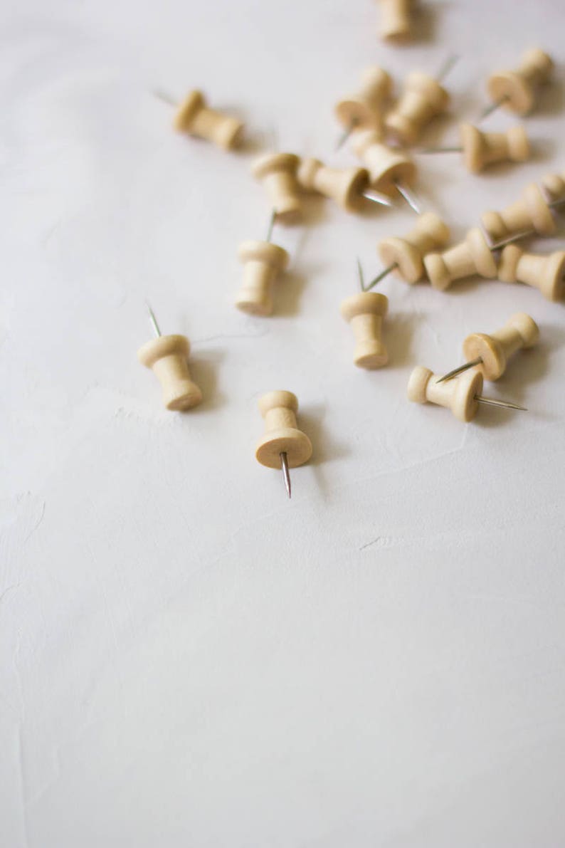 Wooden Push Pins 20 pc Etsy