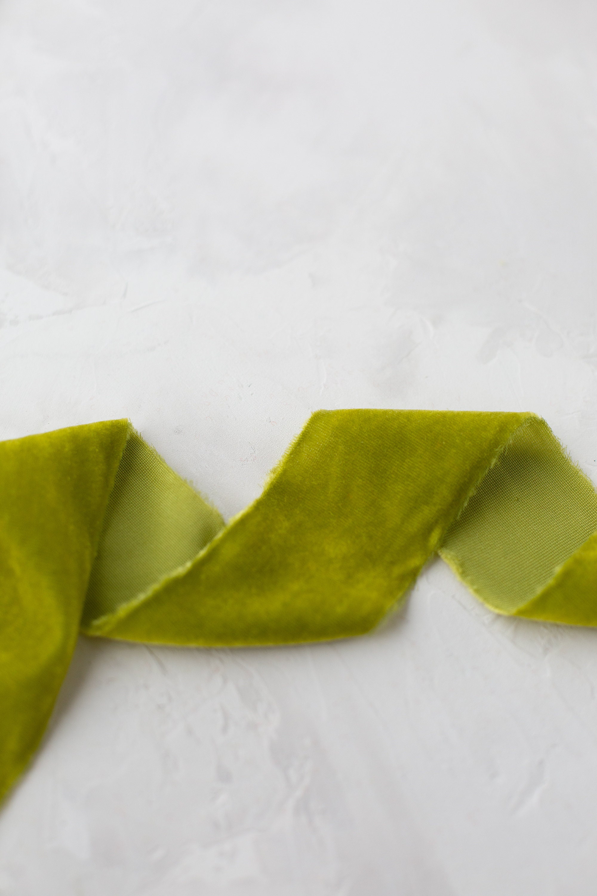 Lime Chartreuse Velvet Ribbon (3 Yards): Hand-dyed, Frayed Edge • 1.25 ...