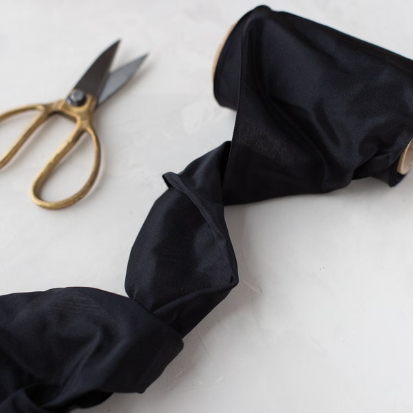 Black Shimmer French Taffeta Lightly-Wired Ribbon • 1.5" • 5"