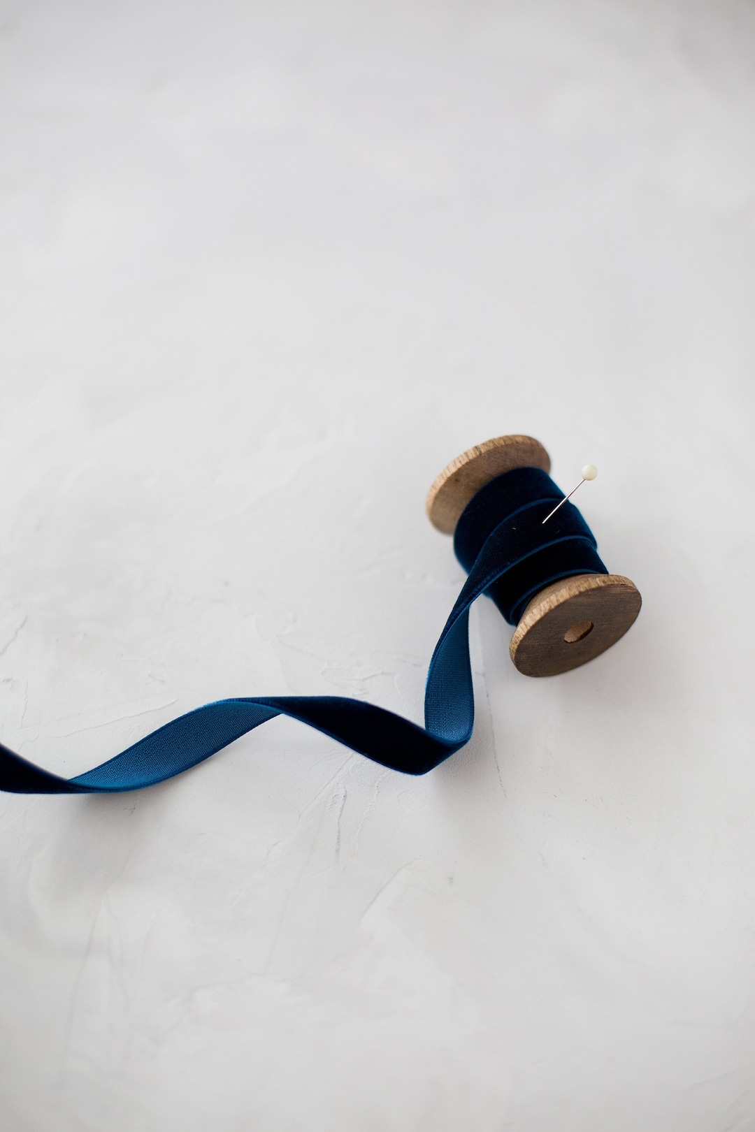 Marine Blue Rayon Velvet Ribbon: Single-faced, Japanese • 1/8