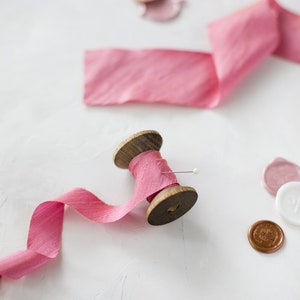 Golden Fuchsia Bias-Cut Dupioni Silk Ribbon • 3/4&quot; • 2&quot;