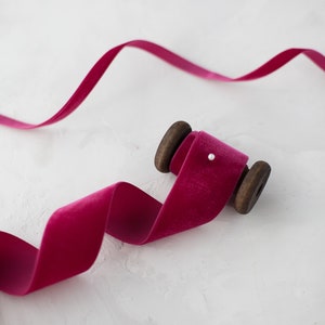 Warm Magenta Swiss Velvet Ribbon • 1/8&quot; • 1/4&quot; • 3/8&quot; • 5/8&quot; • 7/8&quot; • 1.5&quot; • 2&quot;