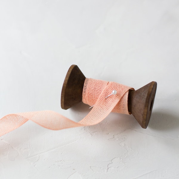 Peach Loose Weave Italian Cotton Ribbon • 1/2"