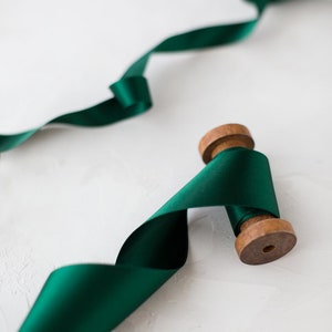 Hunter Green Japanese Double-Faced Satin Ribbon • 1/8&quot; • 1/4&quot; • 3/8&quot; •  1/2&quot; • 5/8&quot; •  3/4 • 1&quot; • 1.5&quot; • 2&quot; • 2.75&quot;